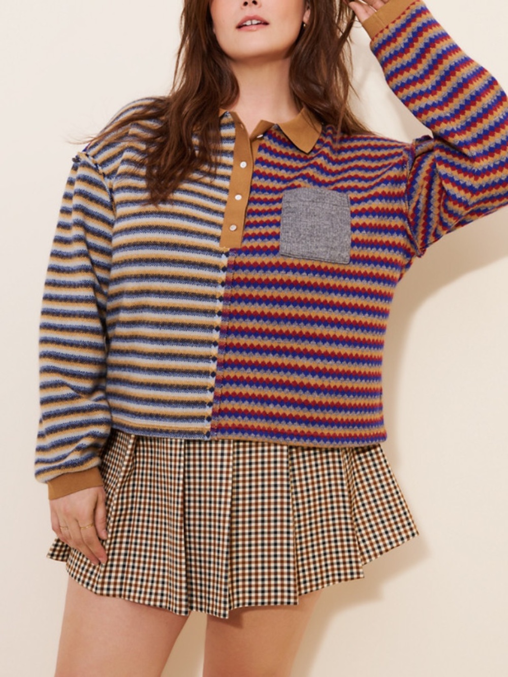 Blue Tassel/Anthropologie Mix Stripe Pullover Sweater - 2X